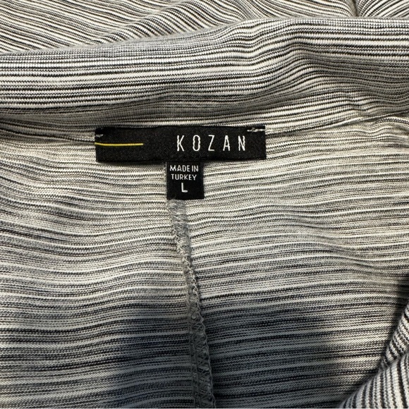 Kozan Women’s Double Zip Gray Pinstripe Flowy Longline Knit Jane Jacket Size L - Picture 7 of 9
